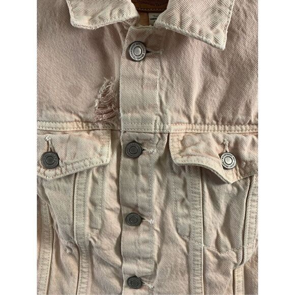 Lucky Brand Peach Distressed Denim Jacket Size S - Picture 4 of 10